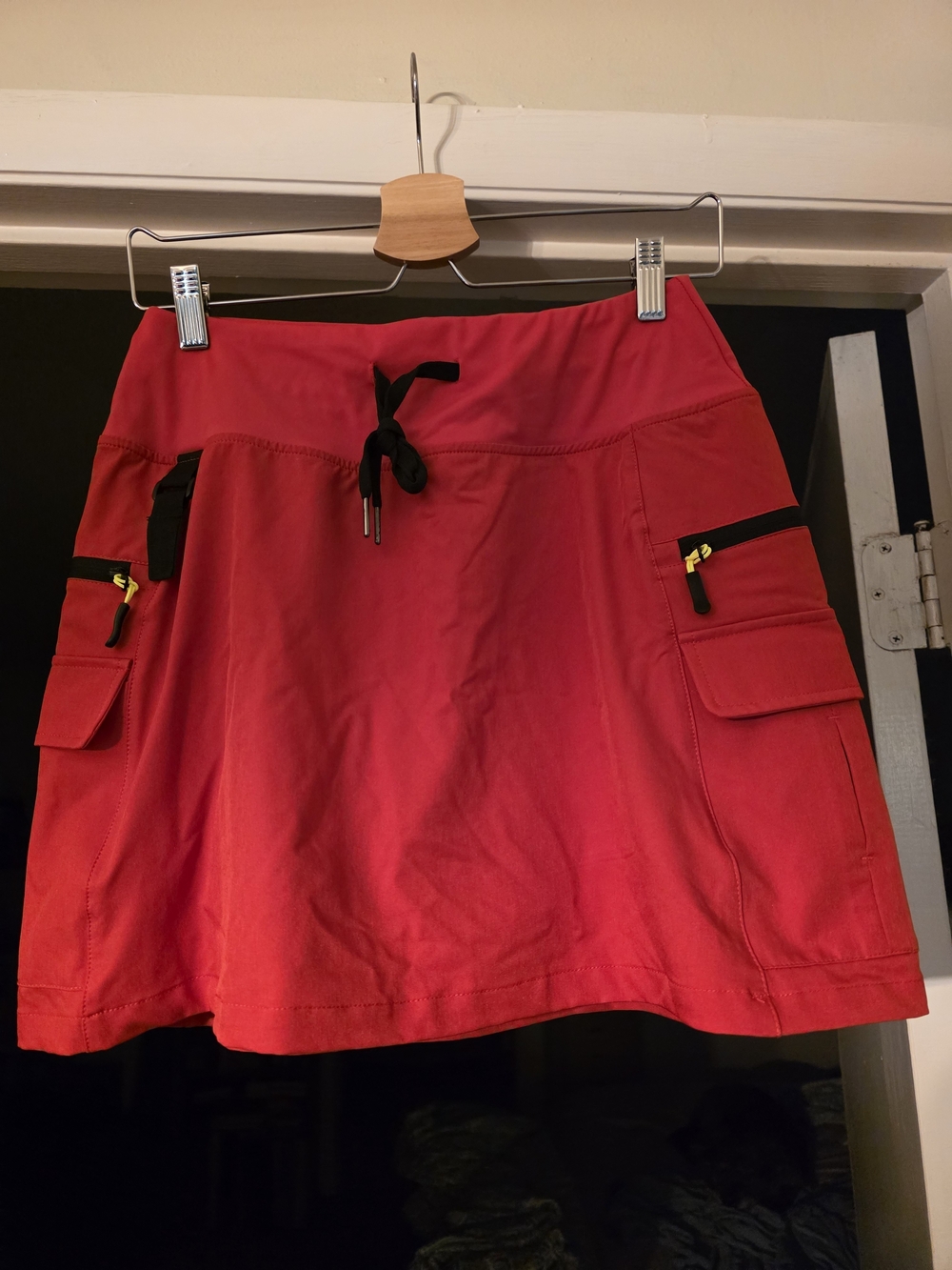 Red Cargo Pocket Skort with Drawstring